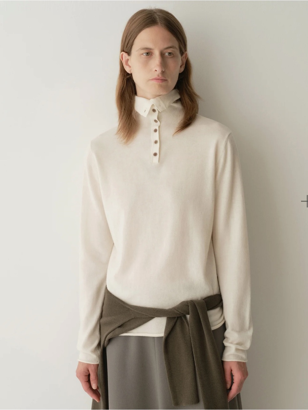Insis - Merino Wool Two-way Collar Top - Picture 2 of 4